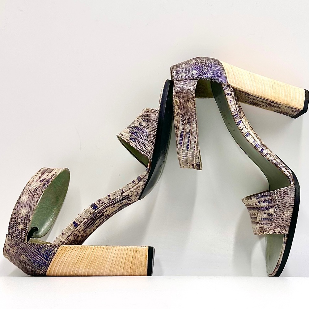 Gucci Vintage Python Ankle Strap Block High Heels… - image 6